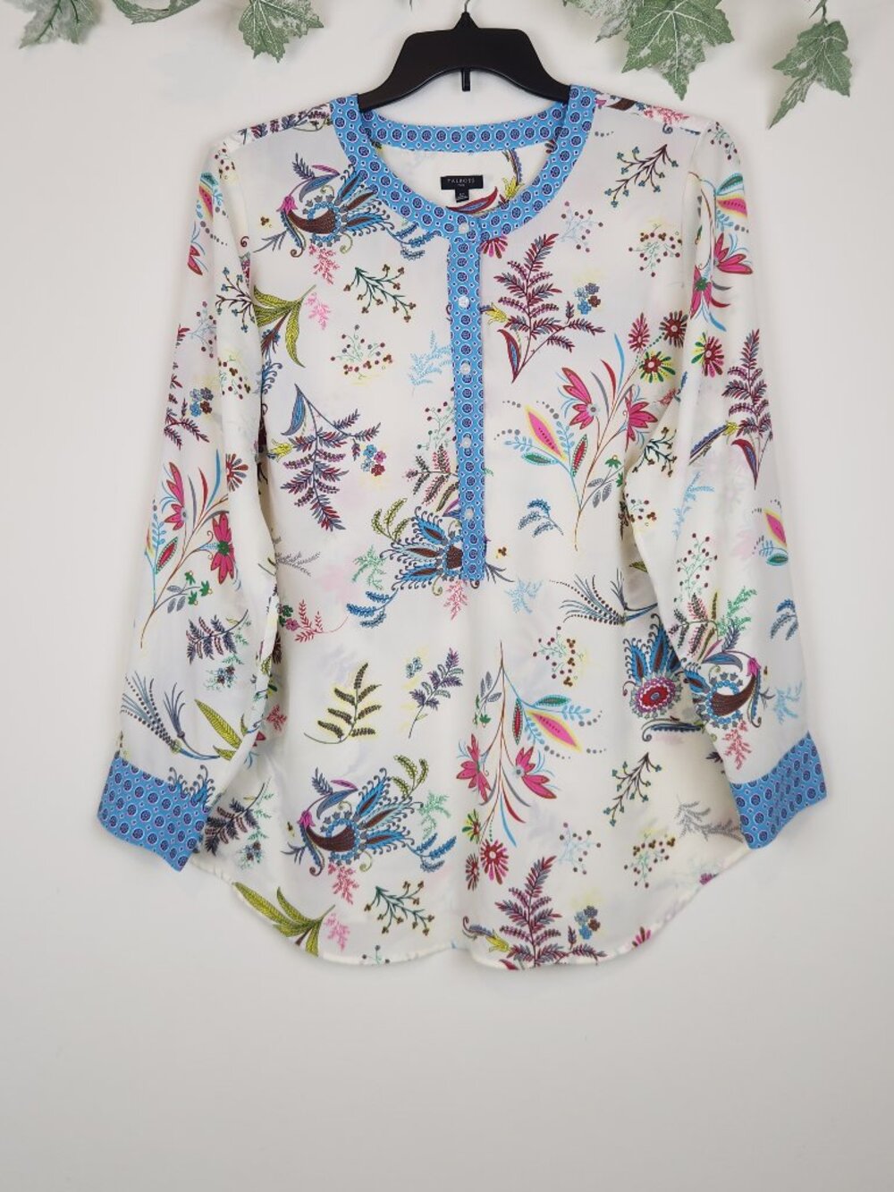 Talbots Plus Size 2X Floral Tropical Multicolor Long Sleeve Top Blouse